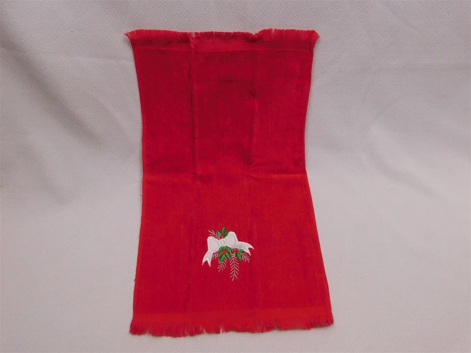 4 toallas con punta de dedo de árbol de Navidad de acebo rojo de vacaciones SATURDAY KNIGHTS NUEVAS SIN ETIQUETAS Foto 4 de 4