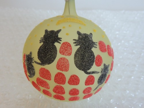 2 adornos pintados de vidrio árbol de Navidad de vidrio gato y 1 muñeco de nieve de Italia sin platear - Imagen 3 de 12