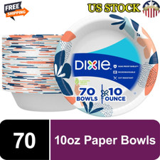 Disposable Paper Bowls 10 Oz Microwave Safe Soak Proof Heavy Duty 70 Count New
