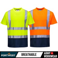 Men Hi Vis Two-Tone T-shirt Breathable High Visibility 40+ UPF Wicking Fabric