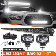 52Inch Straight LED Light Bar 6D Dual-Row Pods Kit for Toyota Tacoma 2005 - 2020