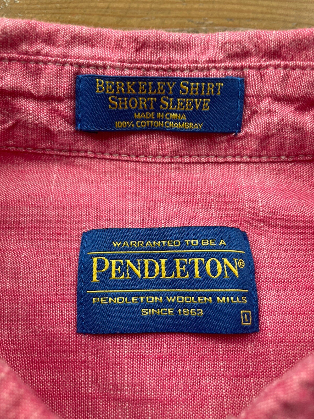 Pendleton Berkeley Shirt Red Chambray Short Sleev… - image 4