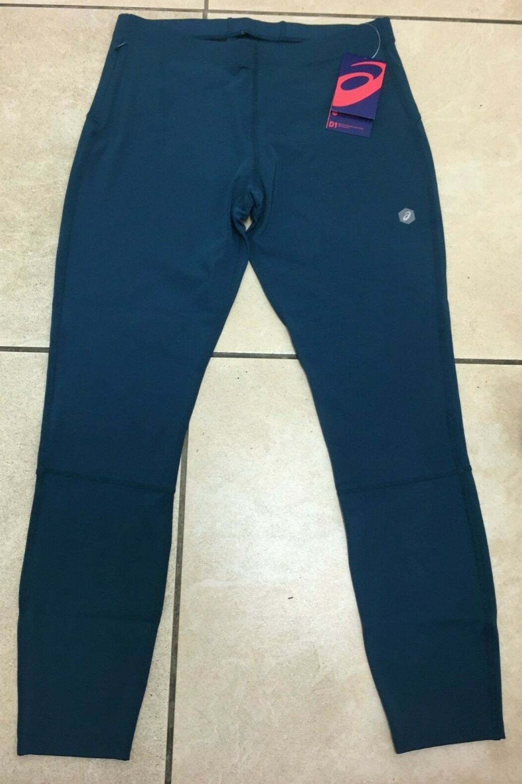 ASICS 7/8 Running Tights Womens D1 Pocket Reflective M BNWT £53.95 Blue Steel