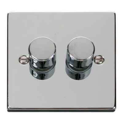 Click Deco poliertes Chrom 2 Gang 2 Wege Dimmer - VPCH152