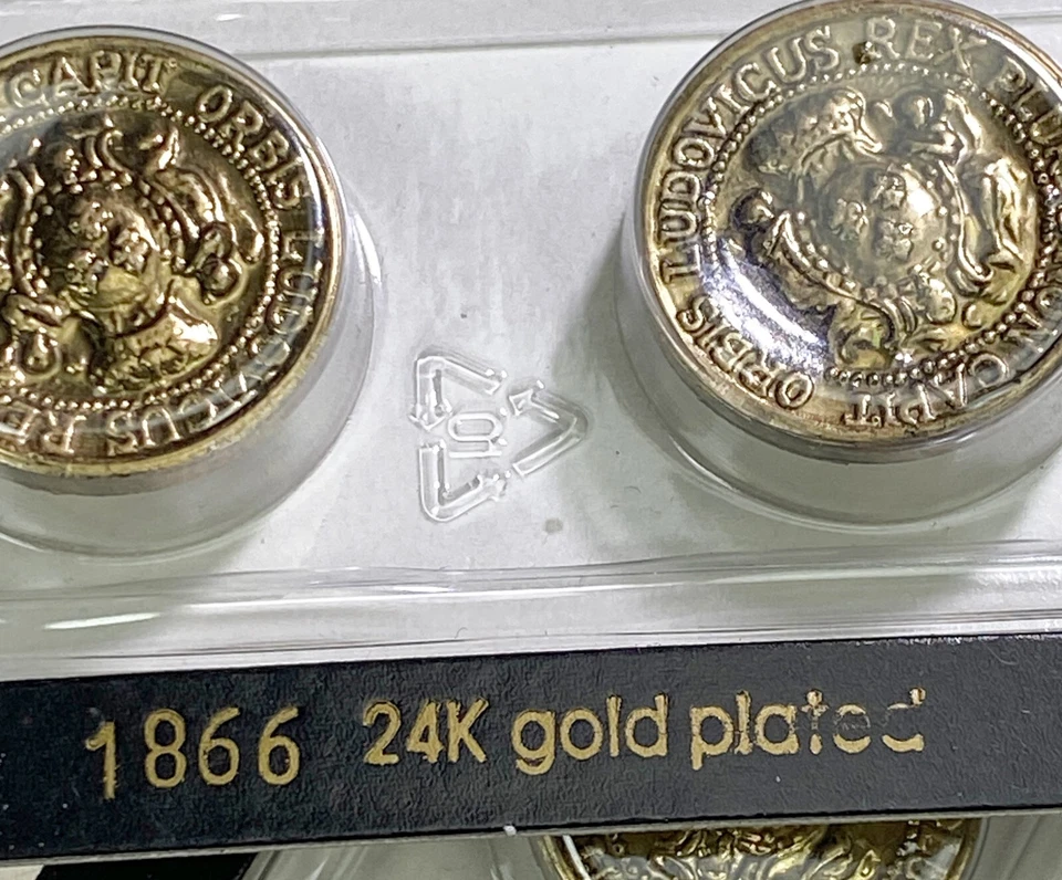 2 Dill Buttons 2 Pack Ludovicus Rex Plures Non Capit Orbis 24K Plated - Image 3 of 4