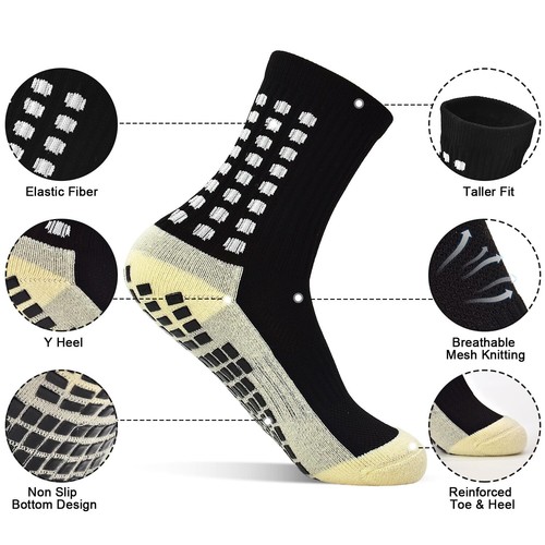 Kids Grip Athletic Socks 4 Pairs Soccer anti Slip Sports Socks for 812 Years - Picture 3 of 6