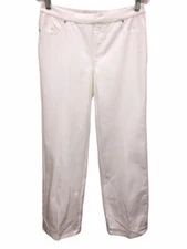 H by Halston Women's Petite Studio Stretch Wide Leg Pull-on Pants White 4P Size 