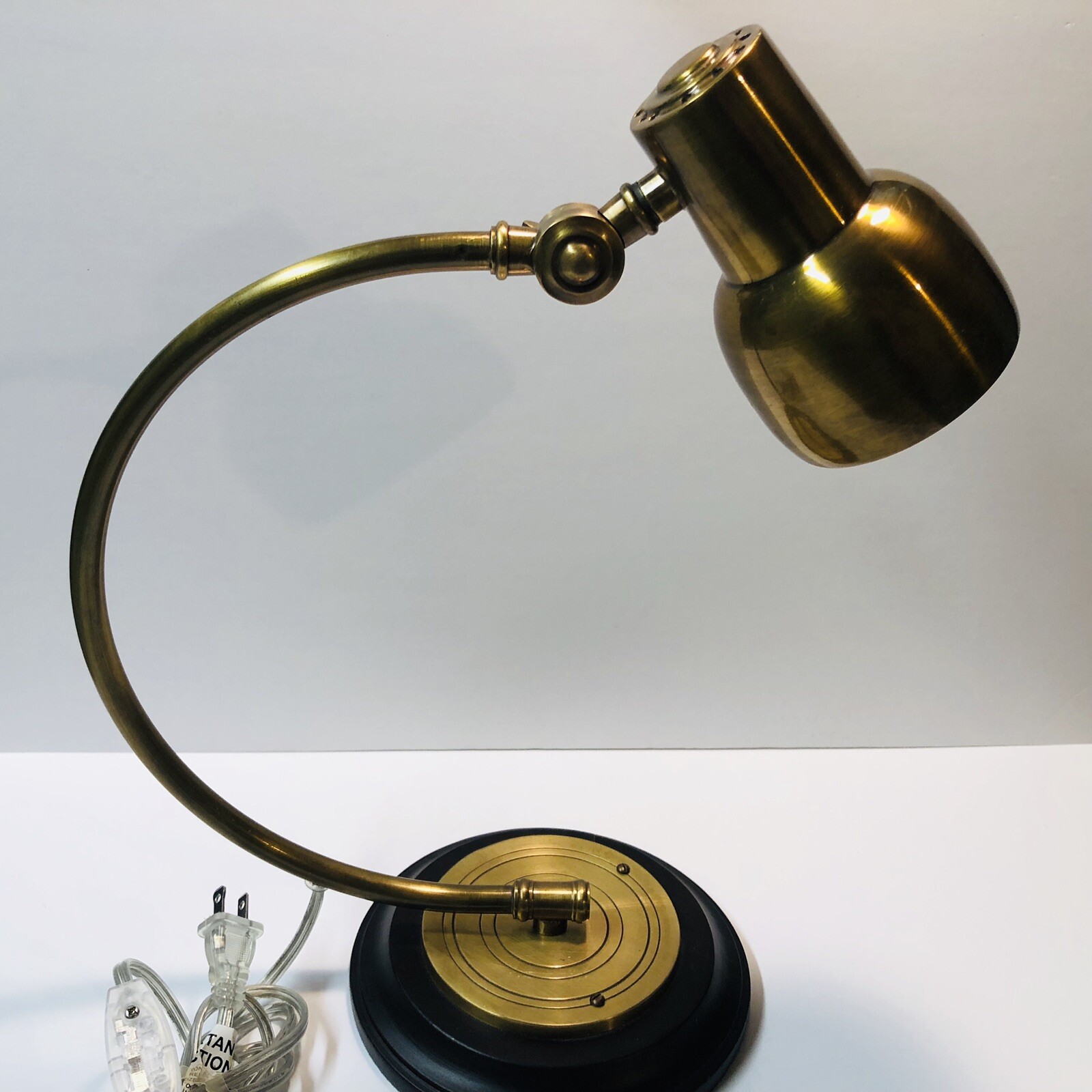 Pottery Barn Accent Desk Lamp Brass Finish Wooden Base
