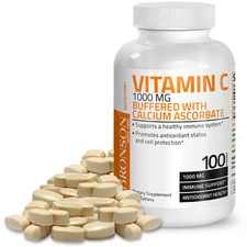 Bronson Vitamin C 1,000 mg Buffered with Calcium Ascorbate, 100 Tablets
