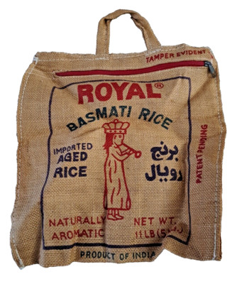 Jute Cloth Rice Sack Royal Basmati Bag Handles Zipper 15x13 Eco Shopping Crafts