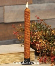 NEW PRIMITIVE PUMPKIN SPICE TIMER TAPER CANDLE TWISTED DESIGN 9.5"H LED Flicker