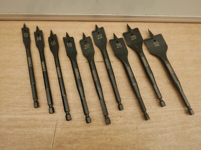 UNVERPACKT DEWALT DT70751 EXTREM 9 STÜCK 152 MM FLACHHOLZBOHRER BIT SET 12 - 32 MM 