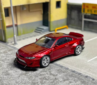 SW 1:64 Red JDM S15 Slivia Widebody Racing Sports Model Diecast Metal Car