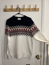 Old Navy Men's Standard Fit Fair Isle Crew Neck Neck Cozy Sweater White Sz L