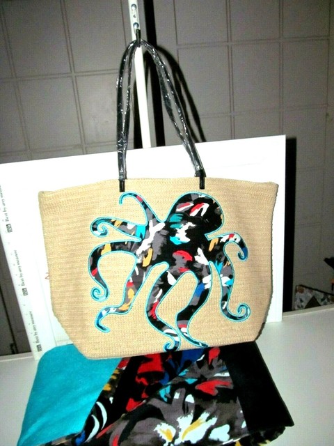 vera bradley straw tote