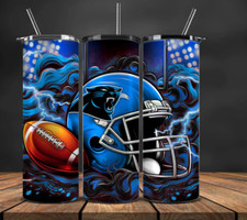 20 oz Carolina Panthers Stainless Steel Tumbler Metal Straw Cartoon Rendition
