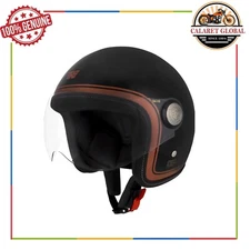 FIT FOR ROYAL ENFIELD OPEN FACE BULLET CHOPPER HELMET BLACK/COPPER "XL - 62 CM"