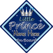 Baby On Board Car Sign ~ Little Prince On Board ~ D.Blue - Personalised