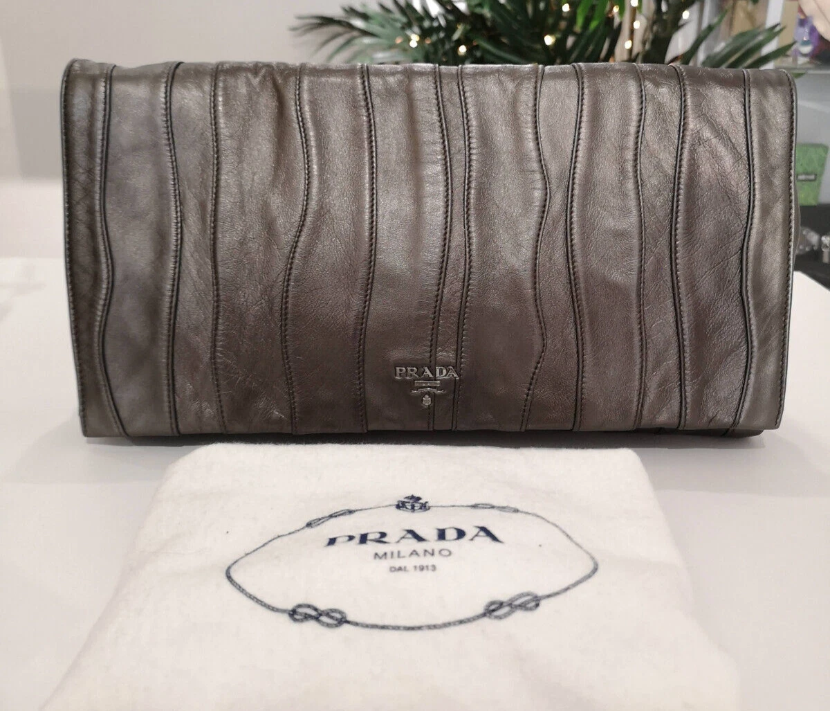 Silver envelope shop clutch bag