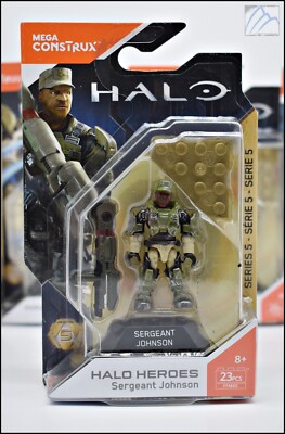 HALO HEROES SERIES 5 MEGA BLOKS CONSTRUX UNSC SERGEANT JOHNSON MINIFIGURE FFM80