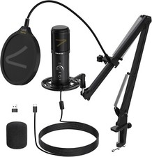 USB-Microphone Condenser Gaming-Mic, 192kHz/24bit Tape to Mute Microphone for PC