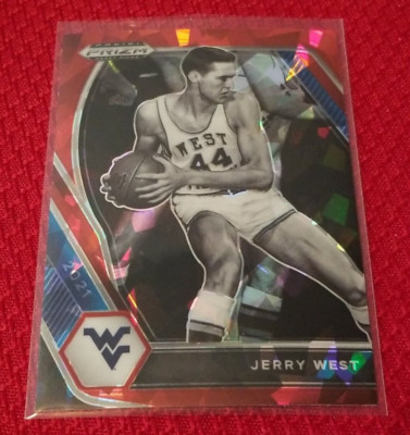 Jerry West #100 2021 Prizm Draft Picks Red Ice West Virginia Los Angeles Lakers