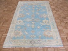 5'6 x 7'10 Hand Knotted Sky Blue Funky Oushak Oriental Rug G15256