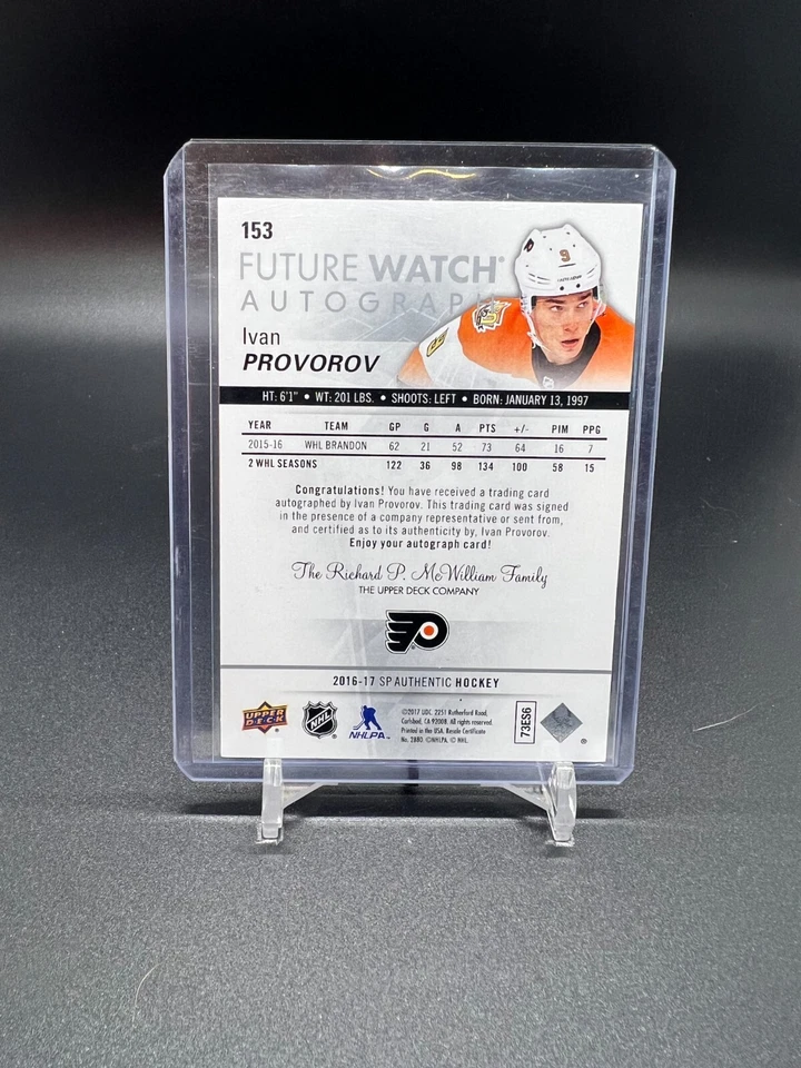 2016-17 SP Authentic #153 Ivan Provorov Future Watch Autographs Rookie /949*  - Image 2 of 2