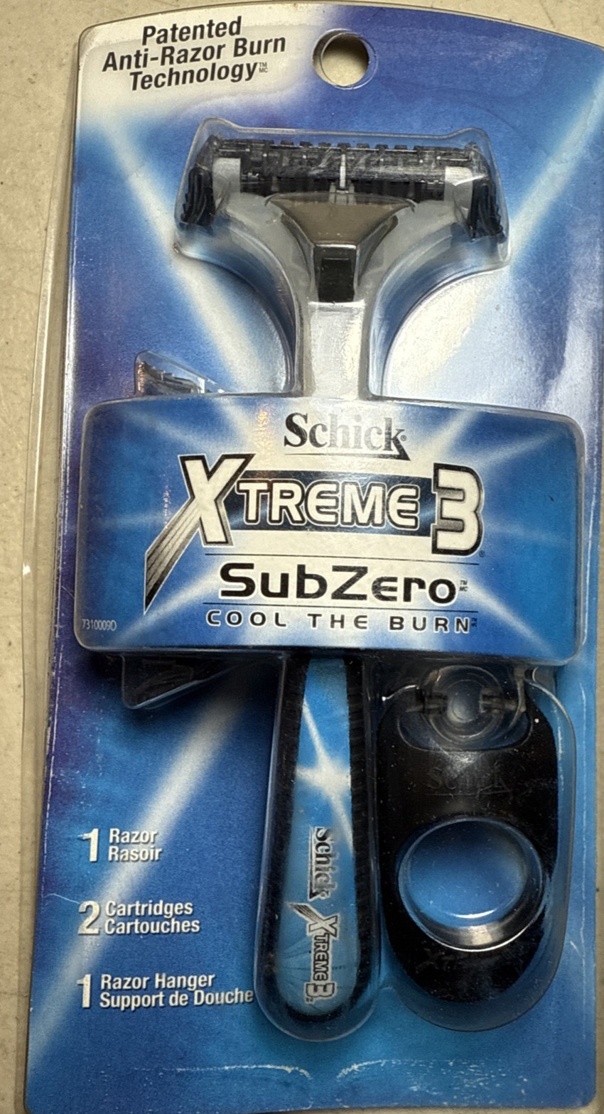 1 NEW OLD STOCK SCHICK XTREME 3 SUBZERO RAZOR HANDLE + 2 CAR