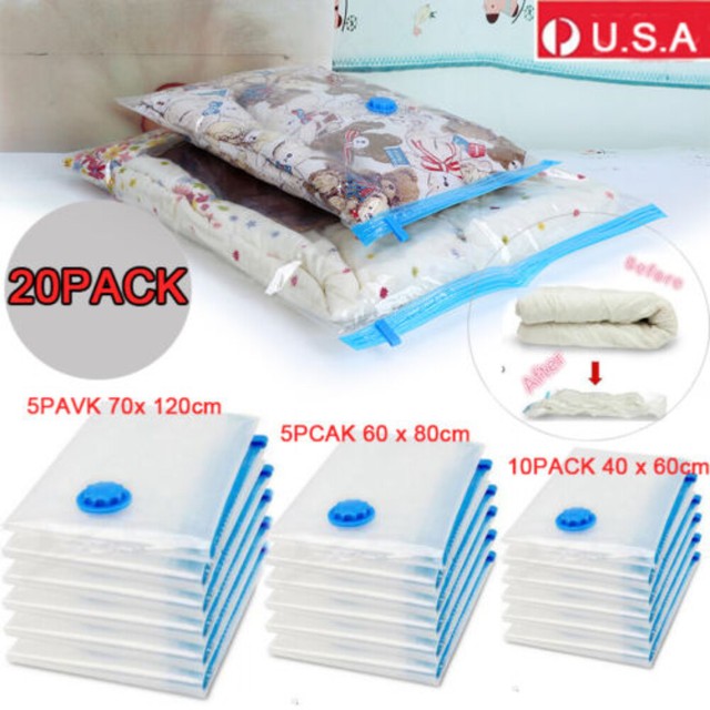 20 Pack Large E Saver Bags Storage Bag Jumbo Compresed Vacuum Seal Organizer