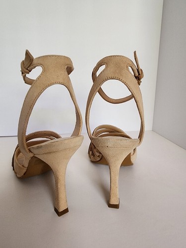 Vince Camuto Brevern Strappy Heels, Nude and Diamond Rhinestones Shoes, Size 6.5 - Picture 5 of 6