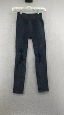 3BN Vintage Womens Ribbed Flat Front Elastic Waist Black Jegging Pants Size S