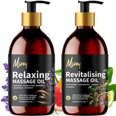 MISSY Relaxing & Revitalising Massage Oil Twin Pack – Aromatherapy Body Oil 2 x 250ml