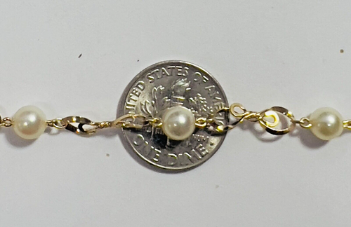 Stunning 18K Solid Yellow Gold Pearl Bracelet 7" Free Shipping - 第 13/15 張圖片