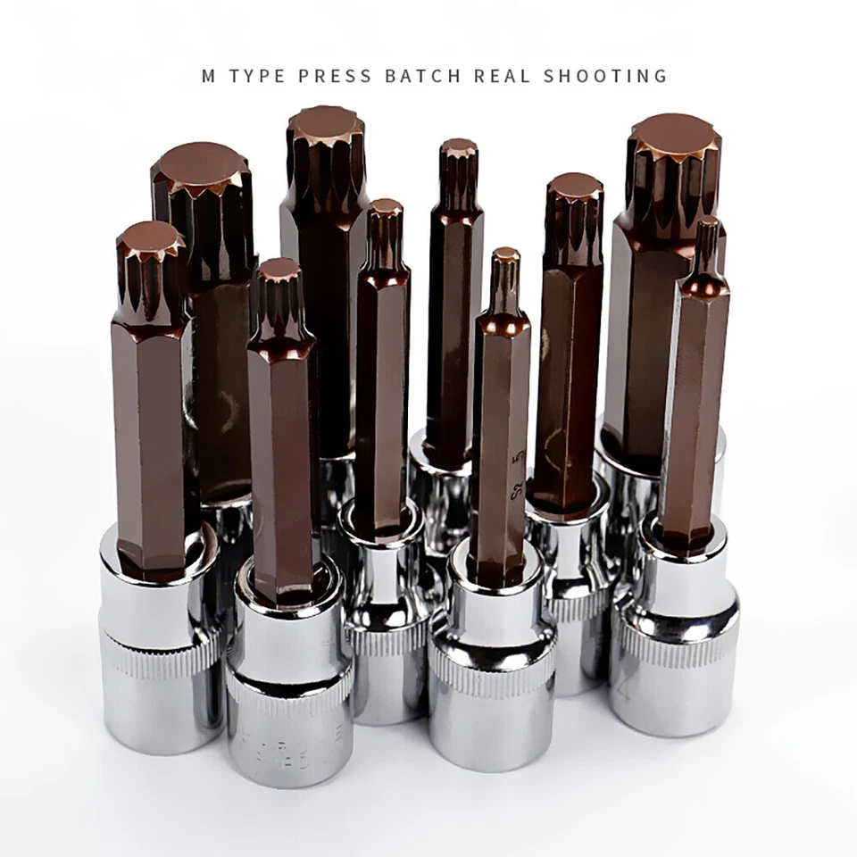 Impact Spline Hex Bit Set Socket 1/2" Drive Bits M12 M14 M16 M18 M5 M6 M8 M10 - Image 4 of 4