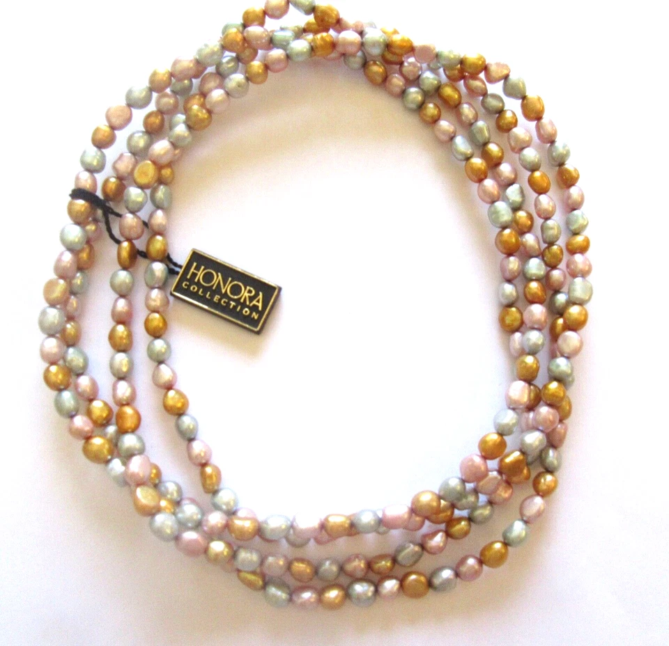 Conjunto Patata Perla Colección Honora - Collar y 3 Pulseras - Amarillo Rosa Azul Foto 2 de 4