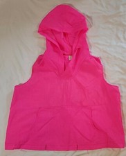 Vintage Medium Nylon Vest Hooded Neon Pink USA Made  B6cl 