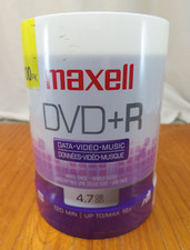 Maxell DVD+R 100 Pack Spindle 120 Min, Up To 16x, 4.7GB Data - New & Sealed