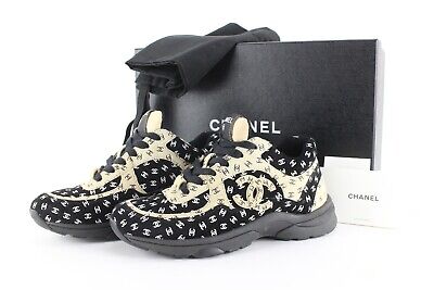 Chanel Women's 36 Light Brown x Black CC All Over Trainer Sneaker ...