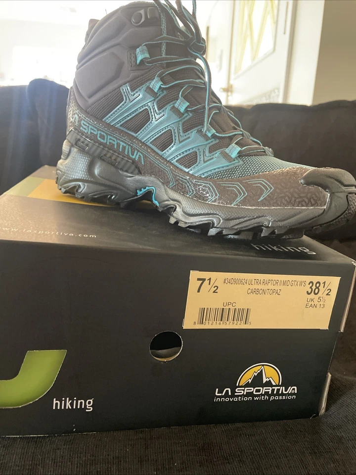 Botas de caminhada La Sportiva feminina Ultra Raptor II Mid GTX Goretex tamanho 9 em excelente estado usado - Imagem 3 de 4