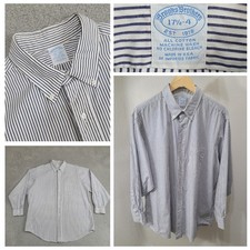 Vintage Brooks Brothers Button-Down Oxford Shirt 17.5-4 Blue Stripe Made in USA