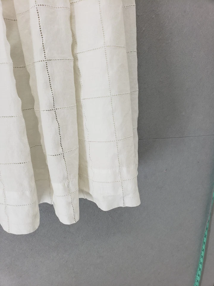 Falda Theory Mujer 6 Blanca Línea A Plisada Algodón Ojales Rejilla Midi Forrada Clásica Foto 4 de 4