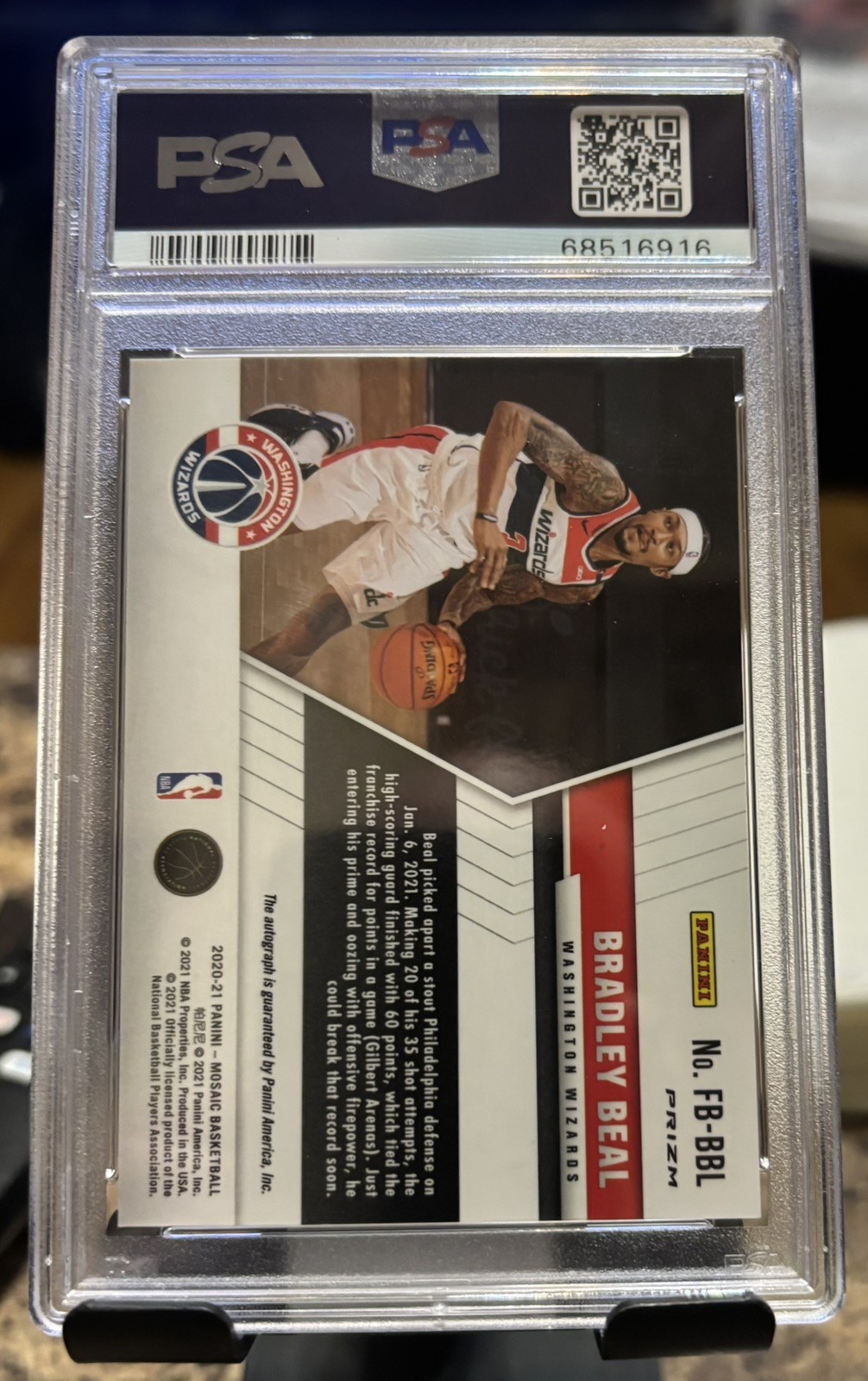 2020-21 Panini Mosaic - Autographs Fast Break Bradley Beal (AU) PSA 10 Auto 9 