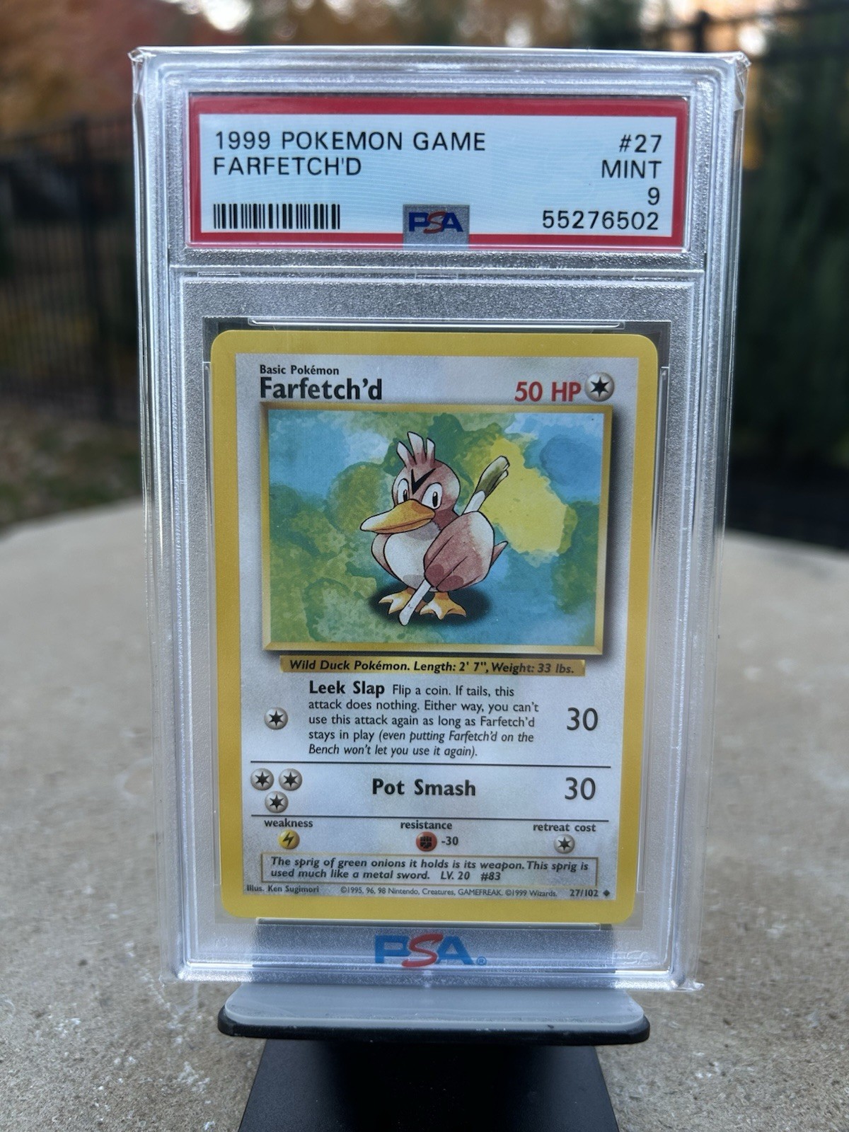 1999 Pokemon Base Set Unlimited Farfetch'd #27 PSA 9