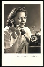 Postcard Smiling Young Woman On Phone