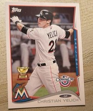 Topps Christian Yelich Miami Marlins 2014 #54 Baseball Card Base Set Rookie Cup. rookie card picture