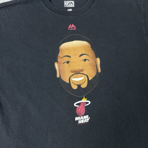 Majestic Miami Heat T Shirt Adult Large Black Dwyane Wade Graphic Rare Champion - Picture 3 of 8
