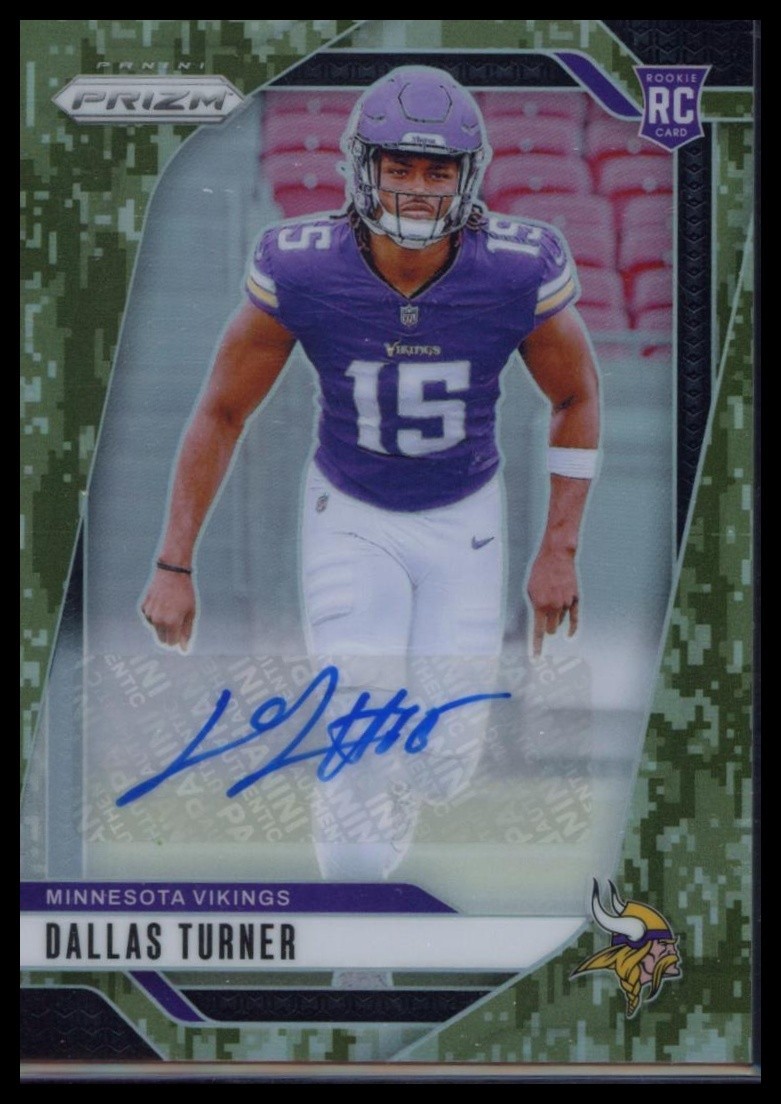 2024 Prizm DALLAS TURNER Rookie Forest Camo Auto /25 Minnesota Vikings RC #324