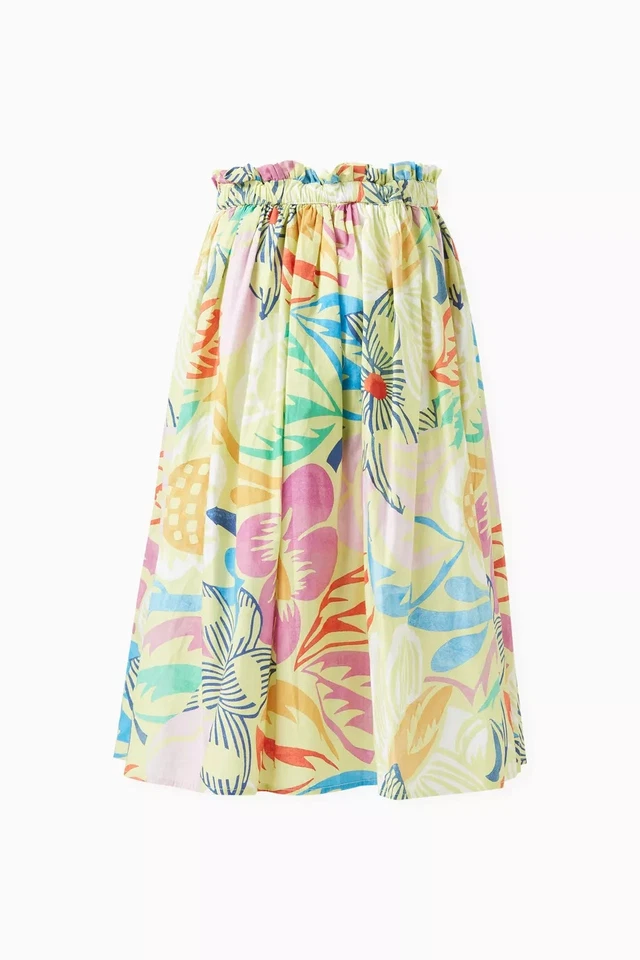 Falda midi floral verde claro Molo Brisali Charleston algodón orgánico 7-8 Foto 2 de 4