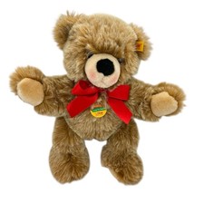 Steiff Original Cosy Friends BOBBY Teddy Bear 13" Plush Brown Tan Red Ribbon TAG